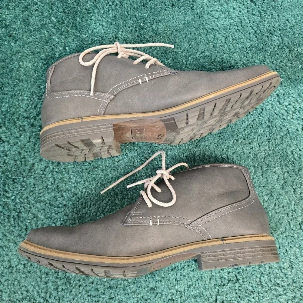 Varese Men's 10 Gobi‎ II Chukka Boots Gray Faux Leather Lace Up GQ Office Career